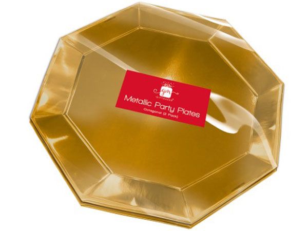 Giftmaker 2 Pack Octagonal Metallic Party Plates | XAMGP613