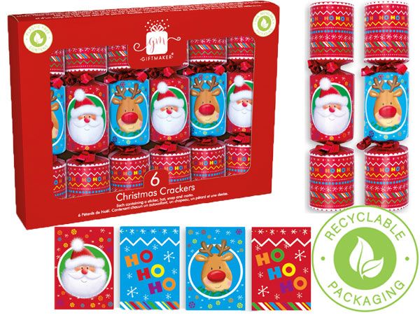 Giftmaker 6pk Santa And Friends 6inch Christmas Crackers