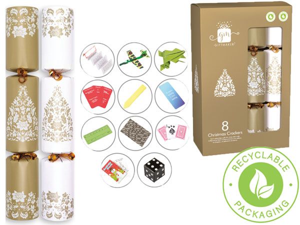 Giftmaker 8x Cream And Gold 12inch Christmas Crackers