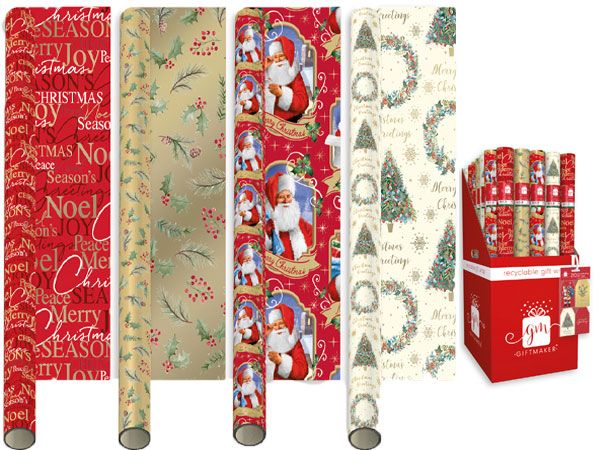 50 Rolls Giftmaker 4 Metre Christmas Gift Wrap - Elegant Trad