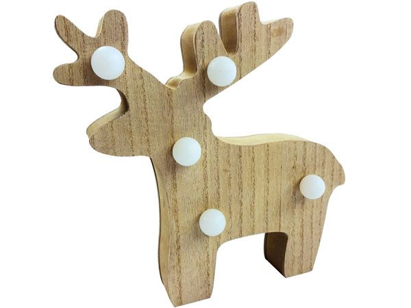 Giftmaker Wooden Stag Christmas Decoration With LED Lights