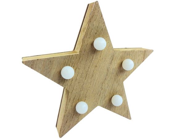 Giftmaker Wooden Star Christmas Decoration With LED Lights