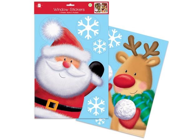 Giftmaker Santa and Rudolph Window Sticker Decoration