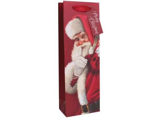 12x Bottle Christmas Gift Bag - Trad Santa Design