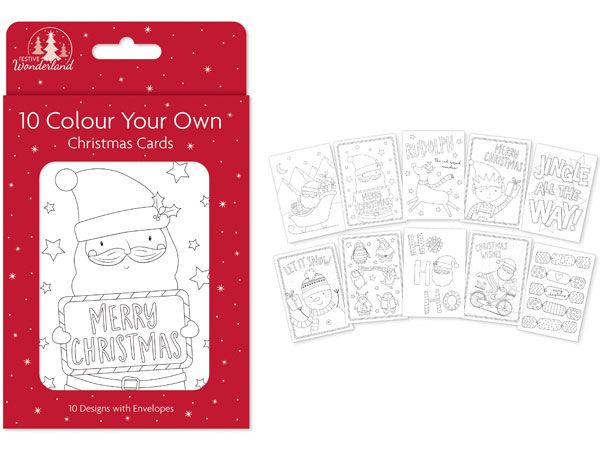 Festive Wonderland 10pk Colour Your Own Christmas Cards