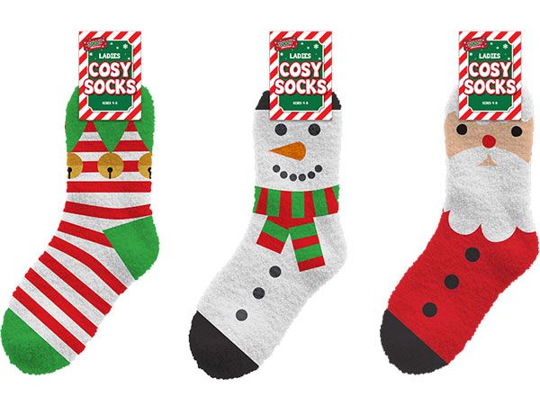 Jolly Christmas Ladies Cosy Christmas Socks, Assorted Picked At Random | XMA1770