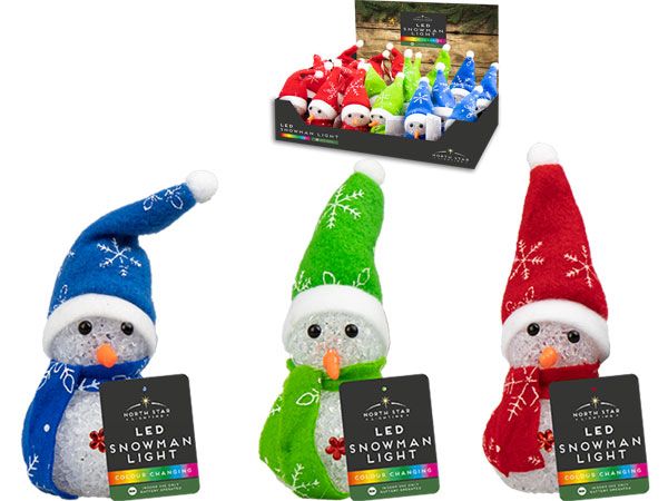 24x North Star Colour Changing LED Snowman In Counter Display