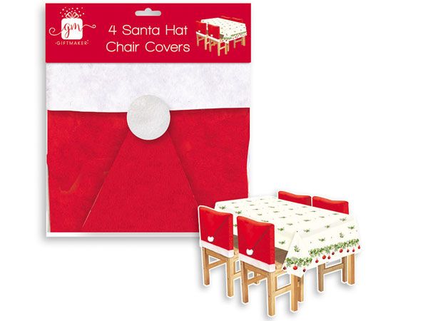 Giftmaker 4 Santa Hat Chair Covers