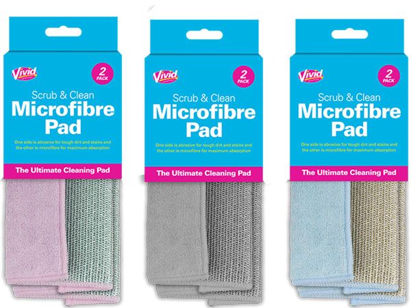 Vivid 2pk Scrub and Clean Microfibre Pad, Assorted Picked At Random