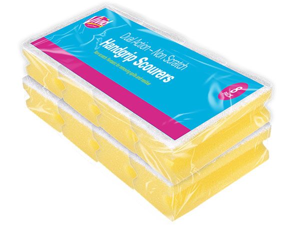 Vivid 8 Pack Dual Action Non Scratch Handgrip Scourers