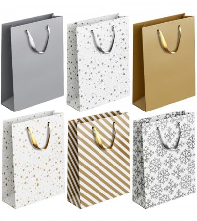 12x X - Large Gift Bag - Assorted Gold & Silver Pattern Designs