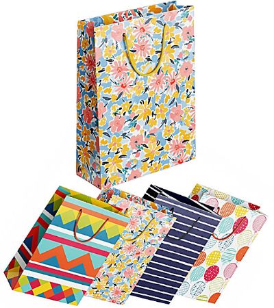 12x Medium Gift Bag - Assorted Colourful Patterns