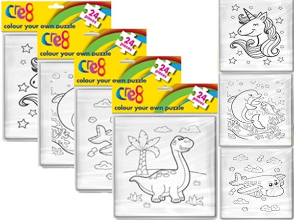 Cre8 24pce Colour Your Own Jigsaw Puzzle, Assorted Picked At Random