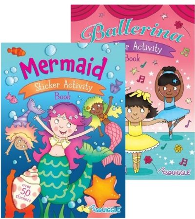 6x Squiggle A4 Mermaid / Ballereina Sticker Activity Books