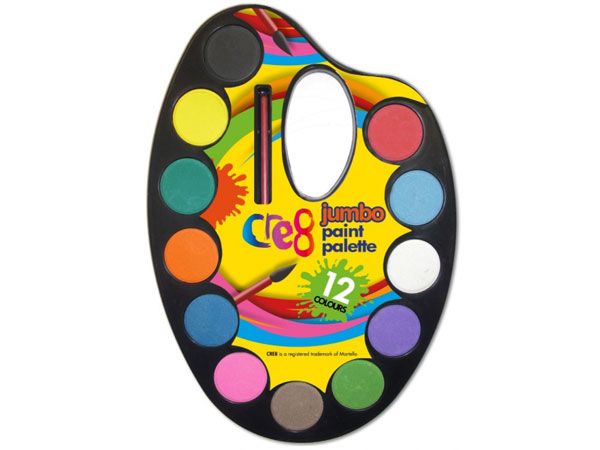 Cre8 12 Jumbo Paints With Palette With Paint Brush