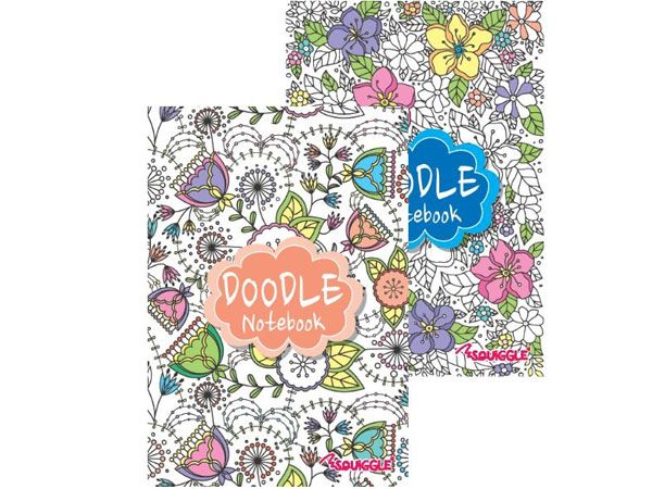 6x Squiggle - A5 Lined Doodle Notebooks In 2 Assorted Designs