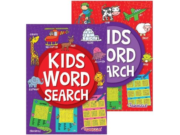 6x Squiggle - Kids Word Search Puzzle Book, 2 Designs