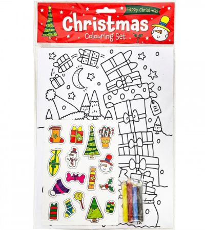 Christmas Colouring Set With Stickers And Pencil Crayons | P2954