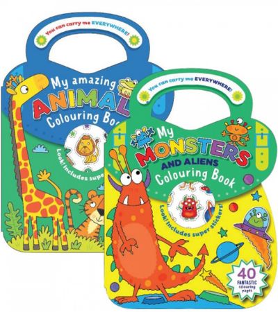 6x Squiggle Colour & Sticker Bag Book - Animals and Monsters