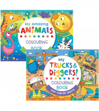 6x Squiggle A4 My Colouring Pad - Amazing Animals / Trucks And Diggers