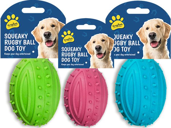 Wholesale Rubber Squeaky Rugby Pet Ball | Bulk Buy