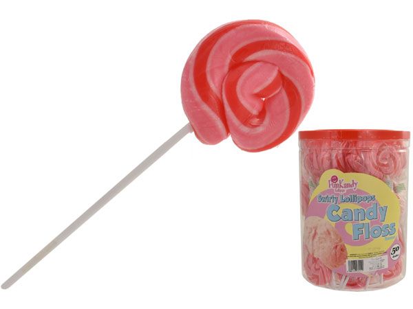 50x Fun Kandy Swirly Lollipops - Candy Floss Flavour