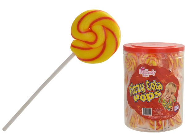 50x Fun Kandy Swirly Lollipops - Fizzy Cola Flavour
