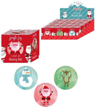 Jingle Joy - Light Up Bouncy Glitter Ball In Assorted Designs | R01-2196