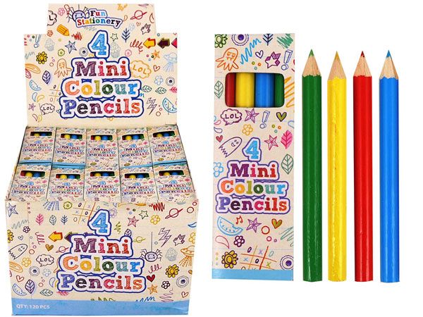 120x 4pk Mini Colouring Pencil Crayons