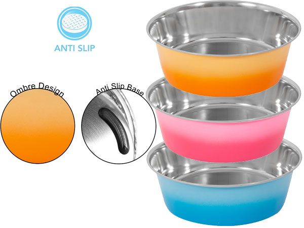 Smart Choice Ombre Stainless Steel Pet Bowl, 21cm 1600ml. Assorted Colours | SC1547