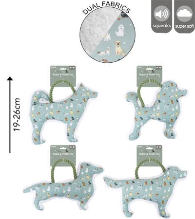 Smart Choice Dog Print Rope & Plush Squeaky Toy...Assorted Picked At Random | SC1683