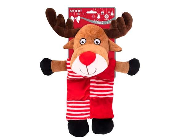 Smart Choice Christmas - Plush Rudolph Dog Toy With 6 Squeakers