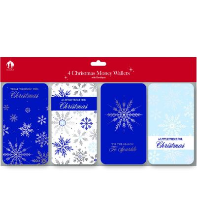 Festive Wonderland 4pk Money Wallets - Snowflake Design