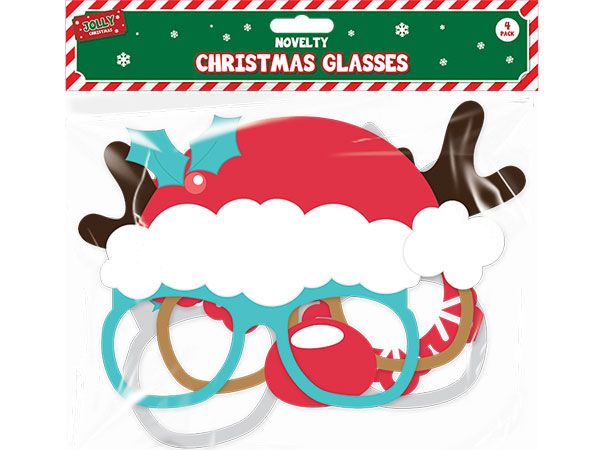 Jolly Christmas 4 Pack Novelty Christmas Glasses